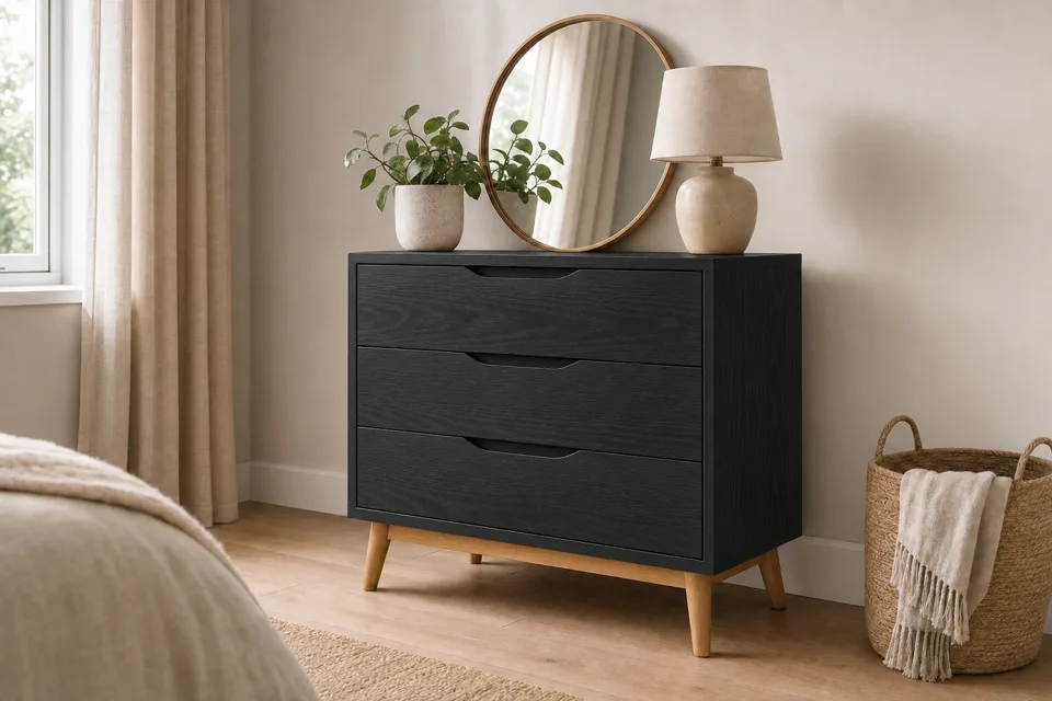 Dresser in black oak, bedroom