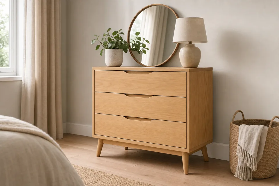 Dresser in oak, bedroom
