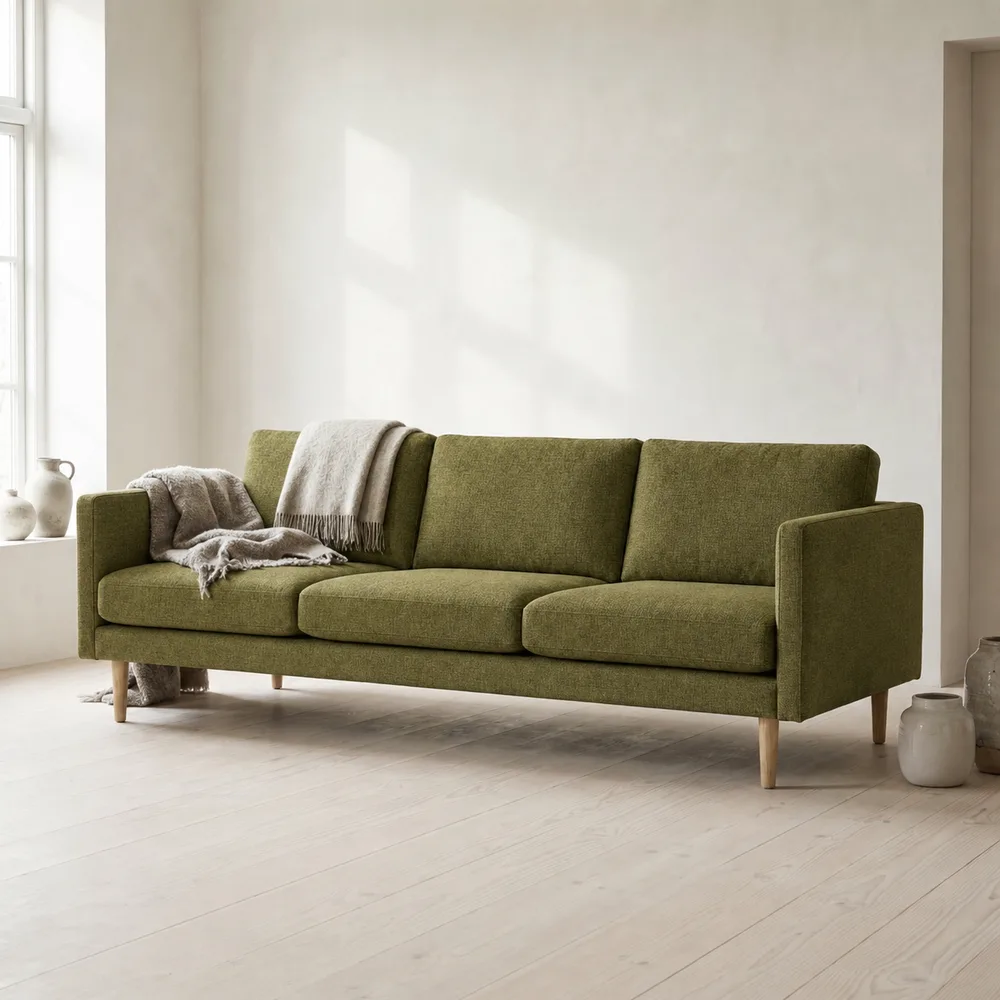 The sofa in olive green weave