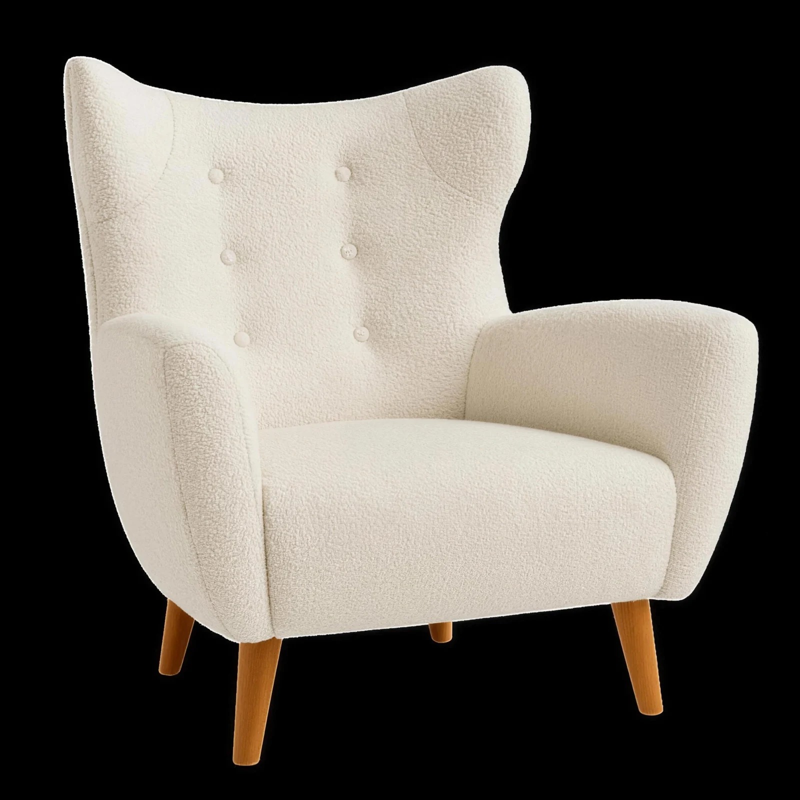 Original armchair in cream boucle fabric