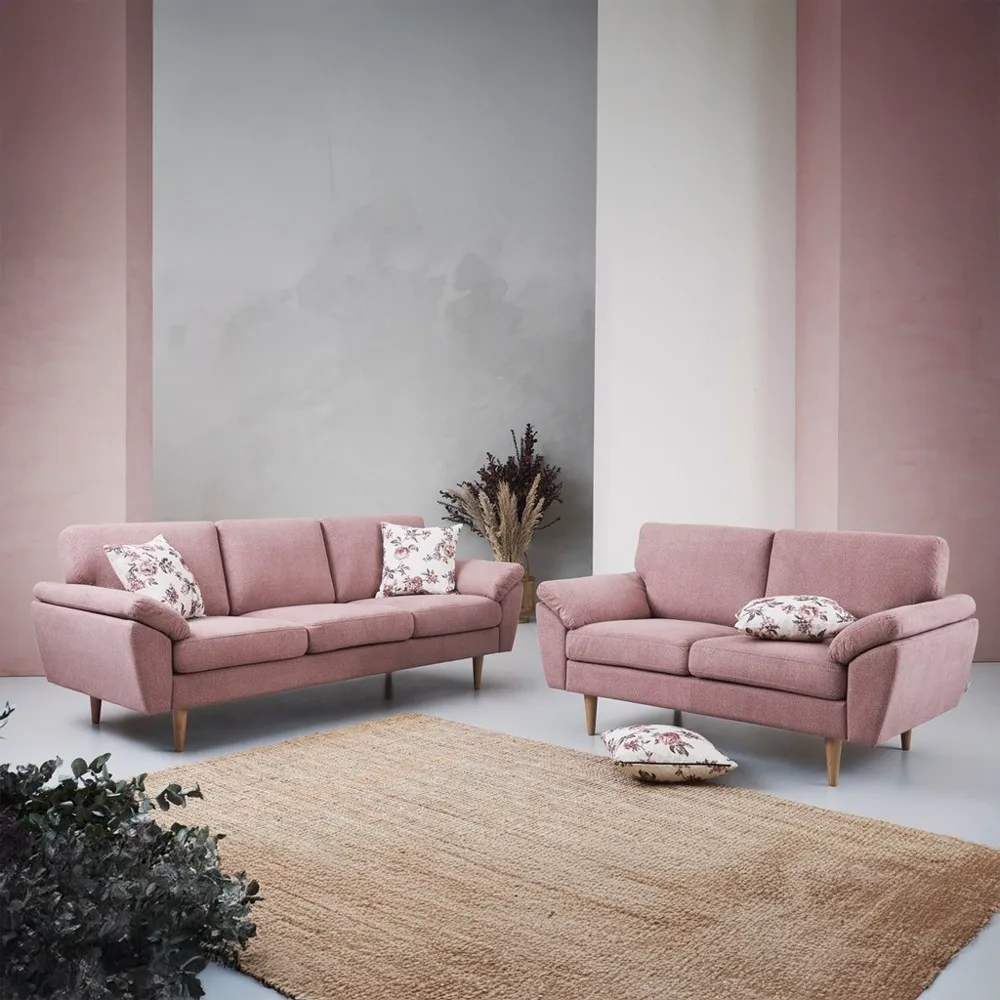 Sofa set in rose fabric
